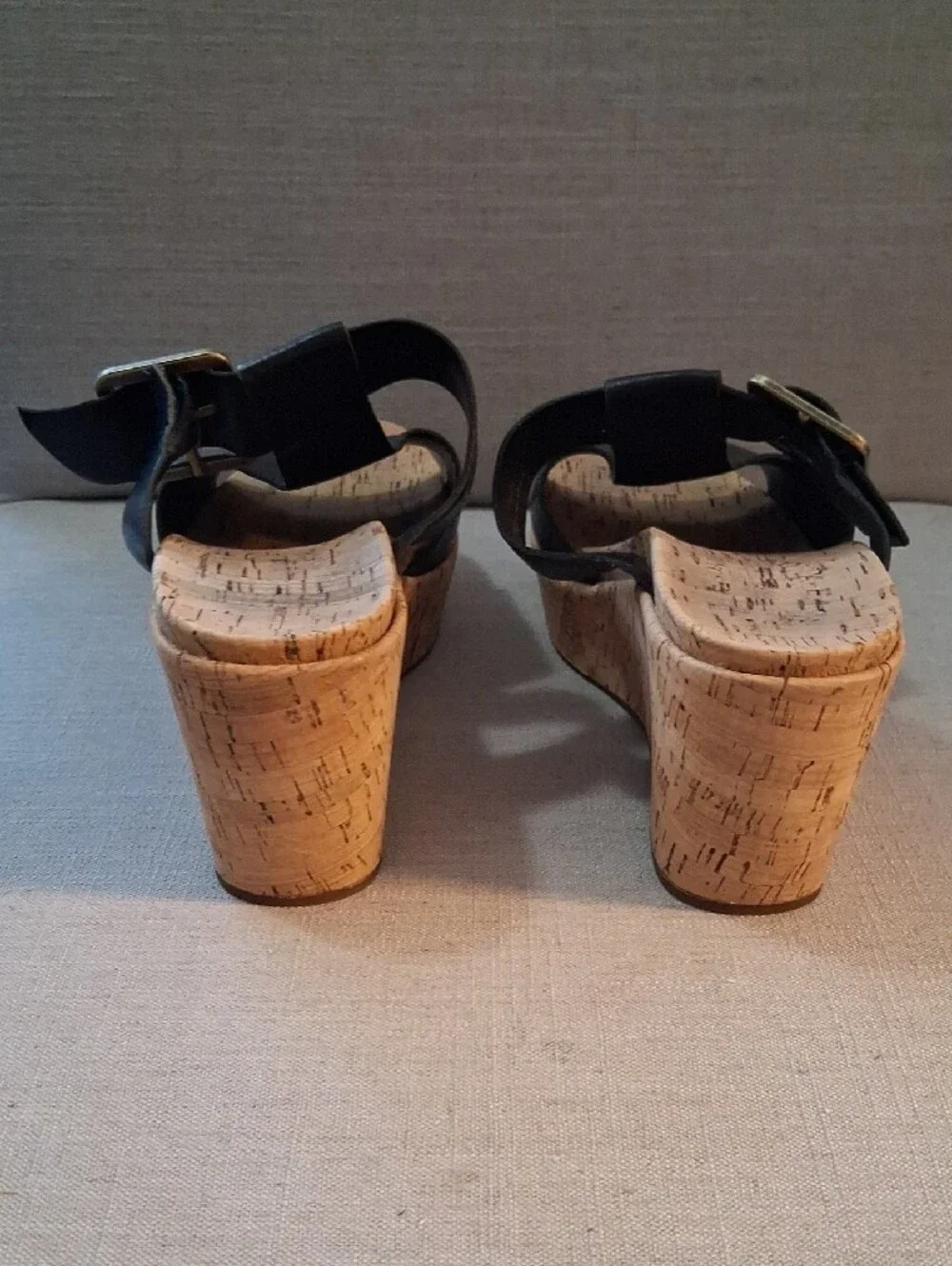 Kork-Ease Kids Black Cork Slide Sandals with Buckle Accent